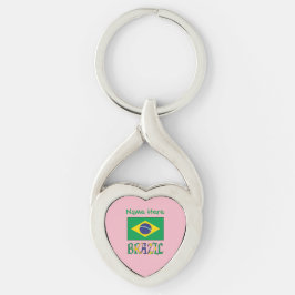 Llavero Corazón Personalizado Bandera de Brasil