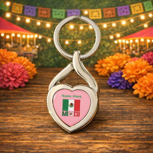 Llavero Corazón Personalizado de la Bandera de México