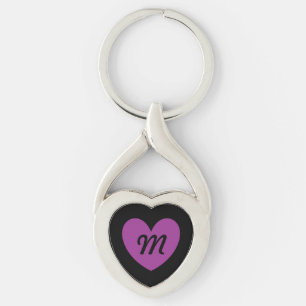 Llavero Corazón púrpura de Monogram en negro