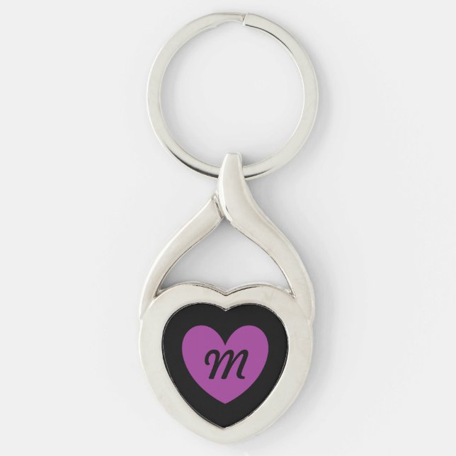 Llavero Corazón púrpura de Monogram en negro (Anverso)