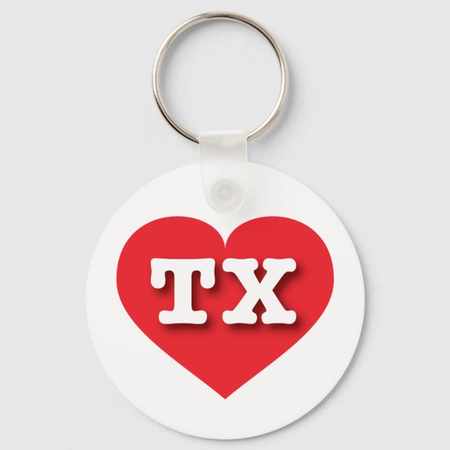 Llavero Corazón Rojo de Texas - Amo Texas (Anverso)
