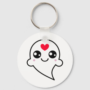 Llavero Corazón Rojo Emoji Fantasma Cuta