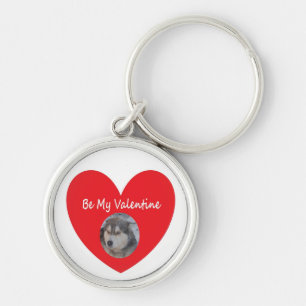 Llavero Corazón Rojo Husky De La Cadena Clave Sea Mi Valen