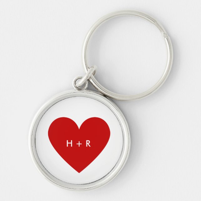 Llavero Corazón Rojo Moderno Texto Personalizado Simple Me (Frente)