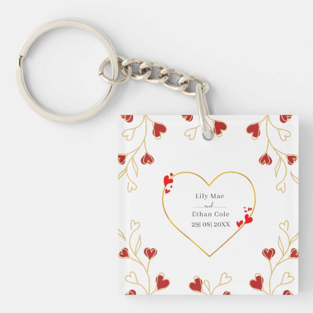 Llavero Corazón Romántico Floral (Frente)