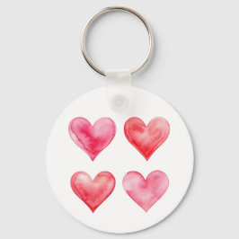 Llavero Corazón Rosa Rojo Acuarela Suave San Valentín Boda