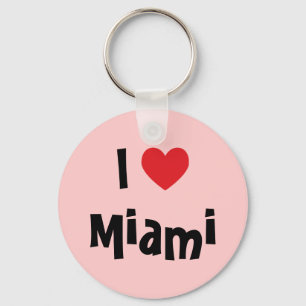 Llavero Corazón rosa y rojo que amo a Miami