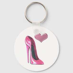 Llavero Corazón rosa y Zapato de Stiletto Arte de talón al