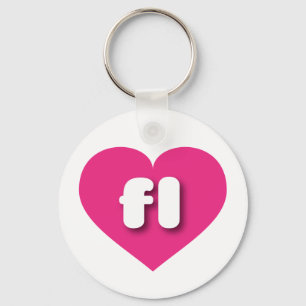 Llavero Corazón rosado caliente de Florida - Amo a Fly