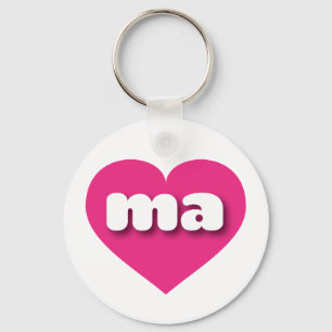 Llavero Corazón rosado caliente de Massachusetts - me enca