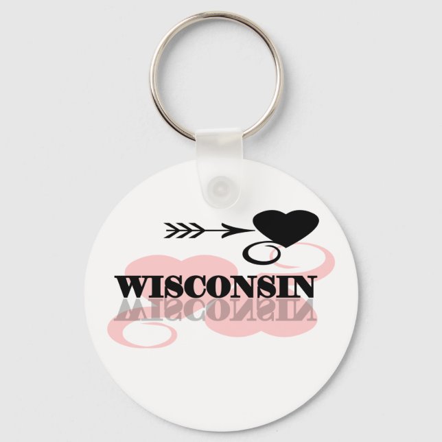 Llavero Corazón rosado Wisconsin (Anverso)