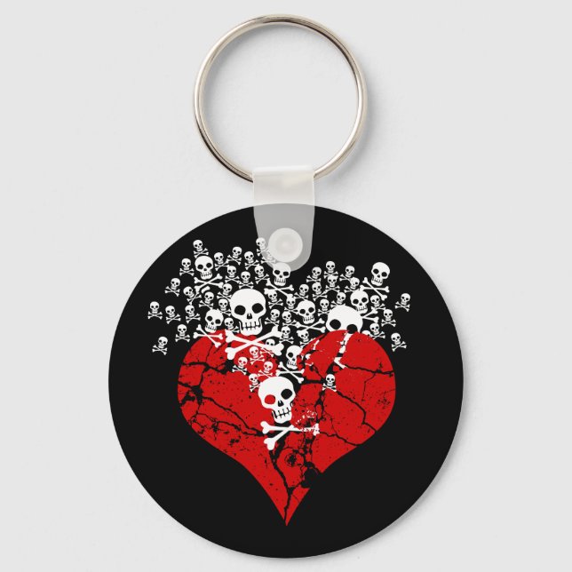 Llavero Corazón Roto con Calaveras (Anverso)