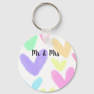Llavero corazón simple estilo de texto minimalista boda Sr