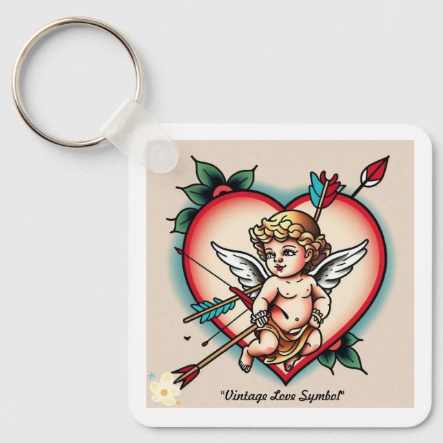 Llavero Corazón Tradicional con Cupido (Anverso)