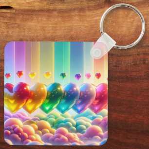 Llavero Corazones arcoiris