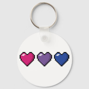 Llavero Corazones bisexuales del pixel