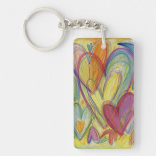 Llavero Corazones de amor arcoiris Palabra Personalizado K