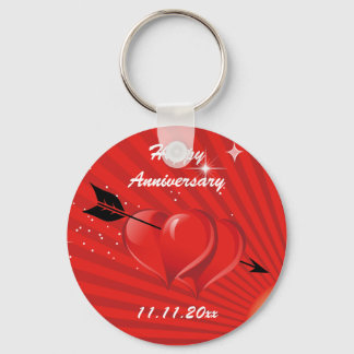 Llavero Corazones de amor con aniversario de Boda de flech