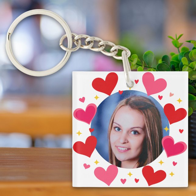 Llavero Corazones de Amor Rosa Rojo Foto Personalizada (Subido por el creador)