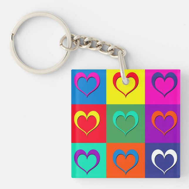 Llavero corazones de arte pop (Frente)