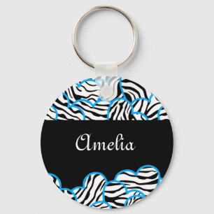 Llavero Corazones de cebra Keychain