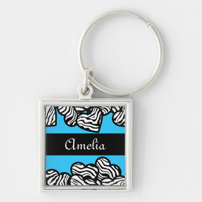 Llavero Corazones de cebra Keychain (Frente)