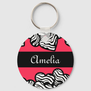 Llavero Corazones de cebra Keychain