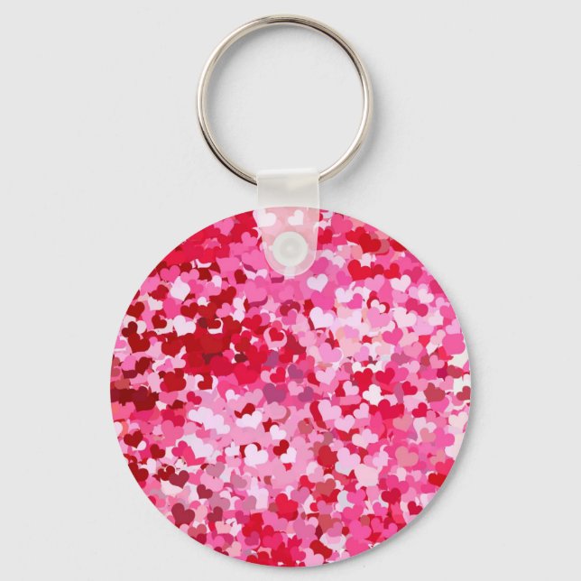 Llavero Corazones de Confeti Rosa (Anverso)