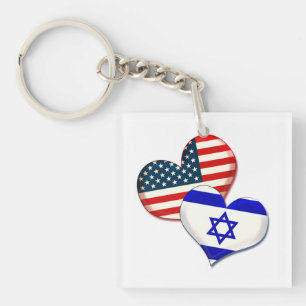 Llavero corazones de Estados Unidos e Israel
