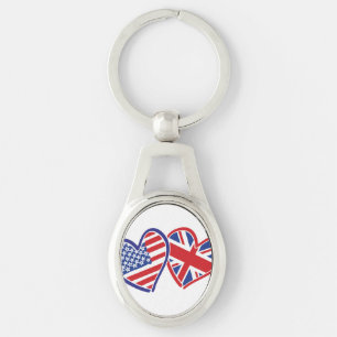 Llavero Corazones de la bandera de Estados Unidos y el Rei