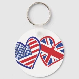 Llavero Corazones de la bandera de Estados Unidos y el Rei