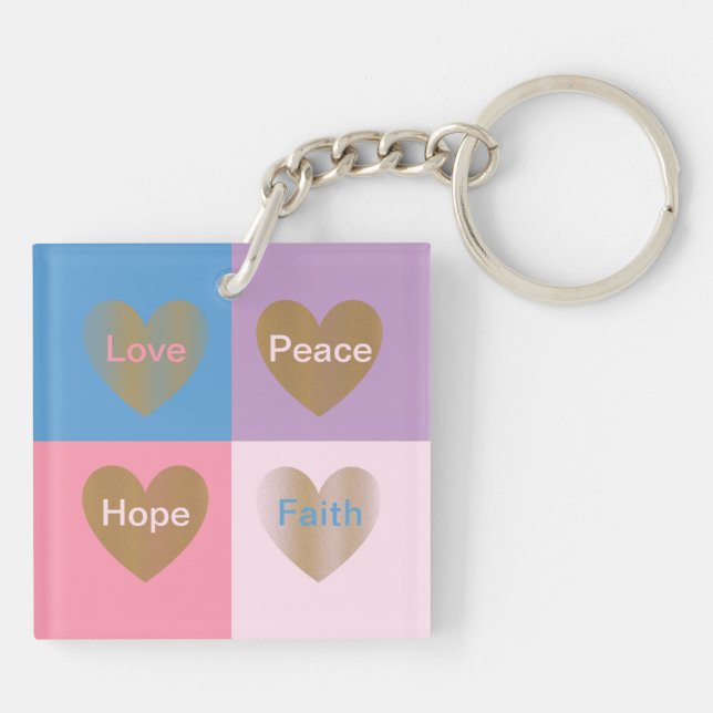 Llavero Corazones de la Fe Aman la Esperanza Paz (Atrás)