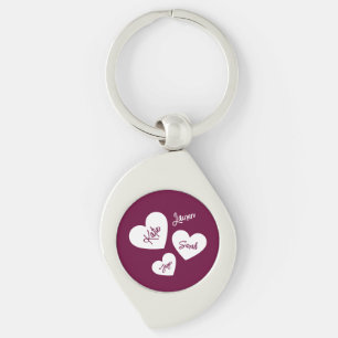 Llavero Corazones de madre personalizada Borgoña