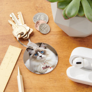 Llavero Corazones de mascotas de gato personalizados con f
