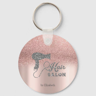 Llavero Corazones de oro rosa con efecto ombre brillante,