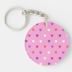 Llavero Corazones de polka de color rosa