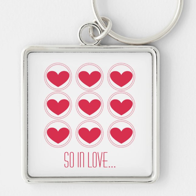 Llavero Corazones del Mod Love Keychain, Rosa oscuro (Frente)