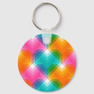 Llavero Corazones geométricos en colores psicodélicos (1)