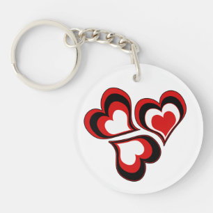 Llavero Corazones, rojo, negro, blanco, El día de San Vale