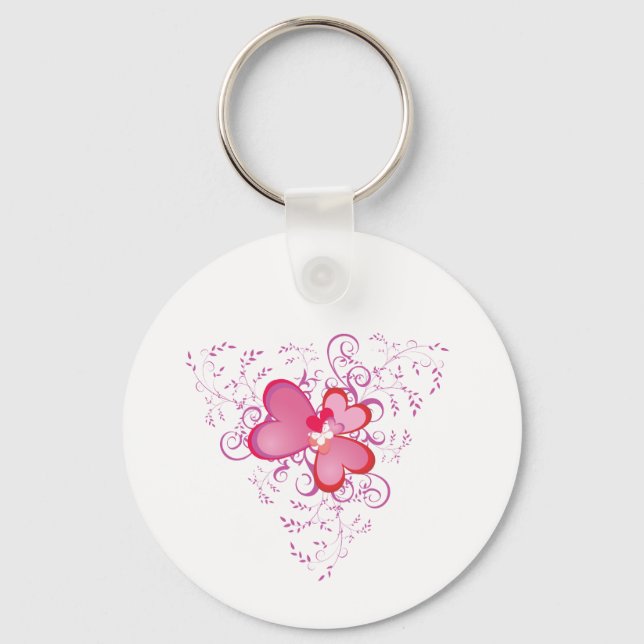 Llavero Corazones rosados (Anverso)