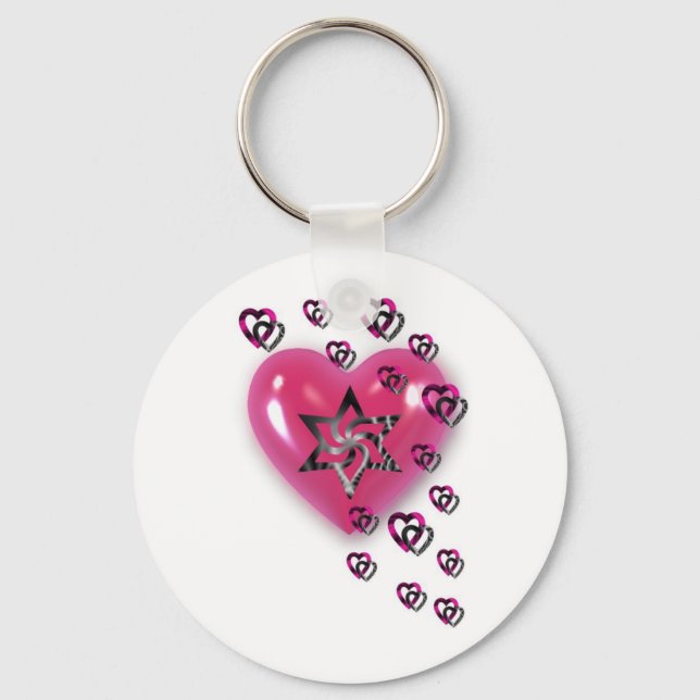 Llavero Corazones rosados con estrella (Anverso)