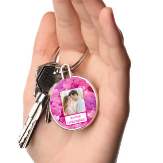 Llavero Corazones rosados púrpuras que envio mensajes de t
