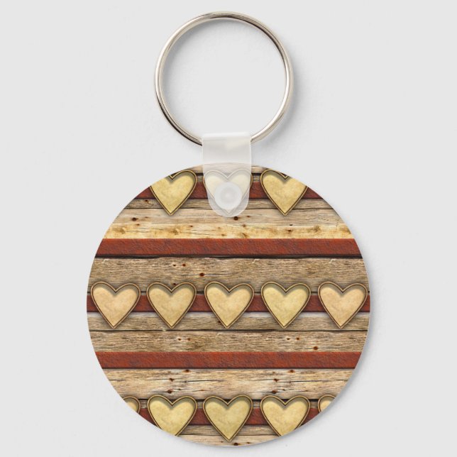 Llavero Corazones Rustic Americana (Anverso)