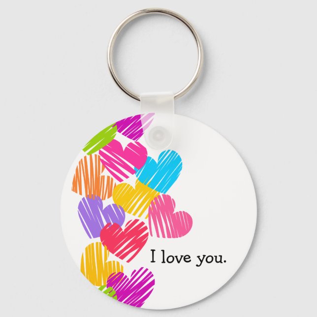 Llavero Corazones vibrantes Keychain de "te amo" (Anverso)