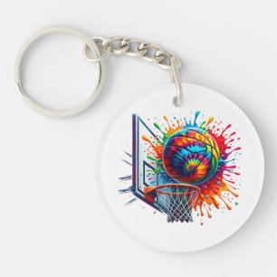 Llavero Corbata de baloncesto colorida de tinte teñido Aro