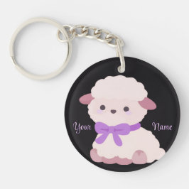 Llavero Cordero con Lazo Morado Lindo Kawaii Personalizado