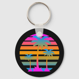 LLAVERO COREY TIGER RETRO SUNSET PALM ÁRBOLES