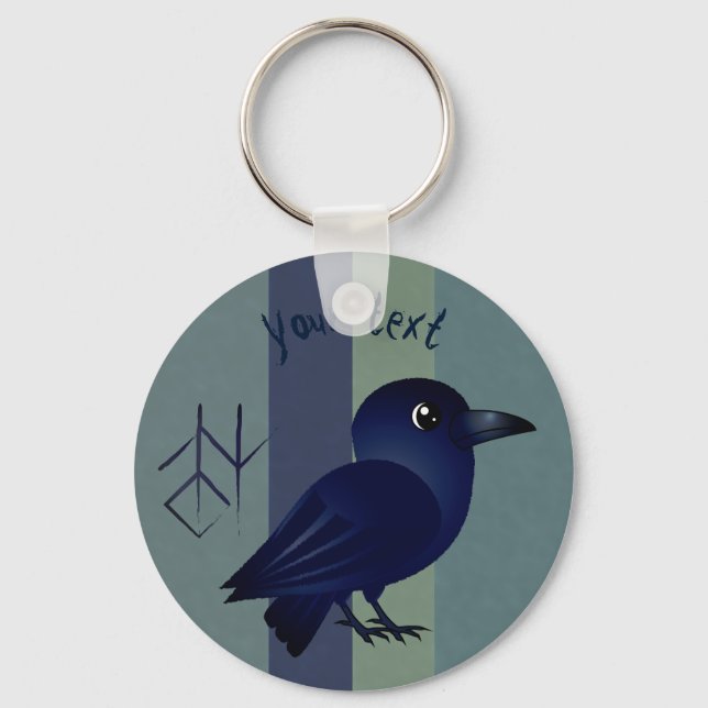 Llavero Corfú es un símbolo de sabiduría de cuervos raven  (Anverso)