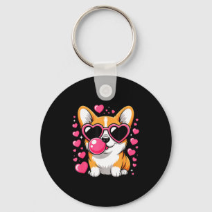 Llavero Corgi adorable perro corazón gafas día de San Vale