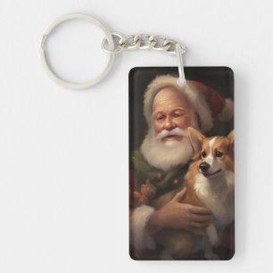 Llavero Corgi Con Navidades festivos de Santa Claus